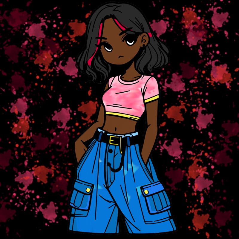 girl with crop top and baggy pants