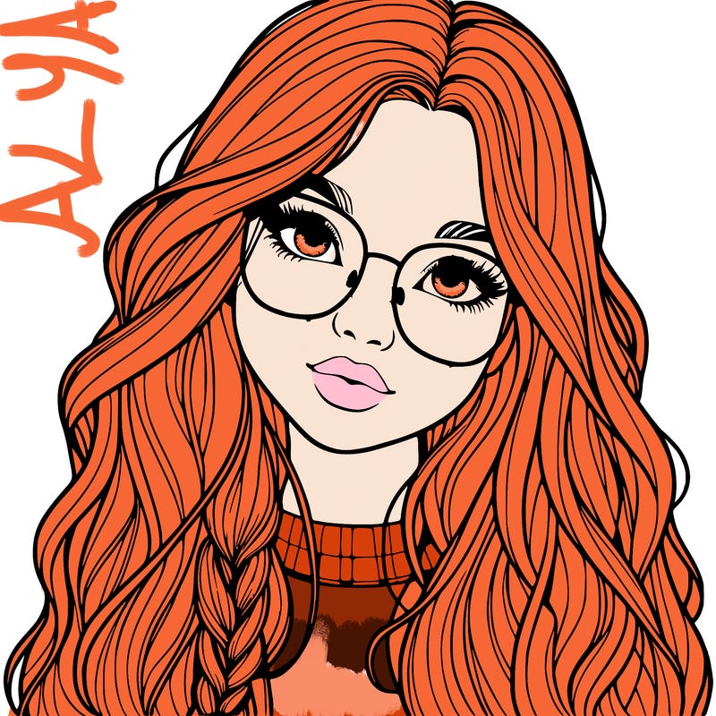 girl with long hair and freckles and glasses realistic