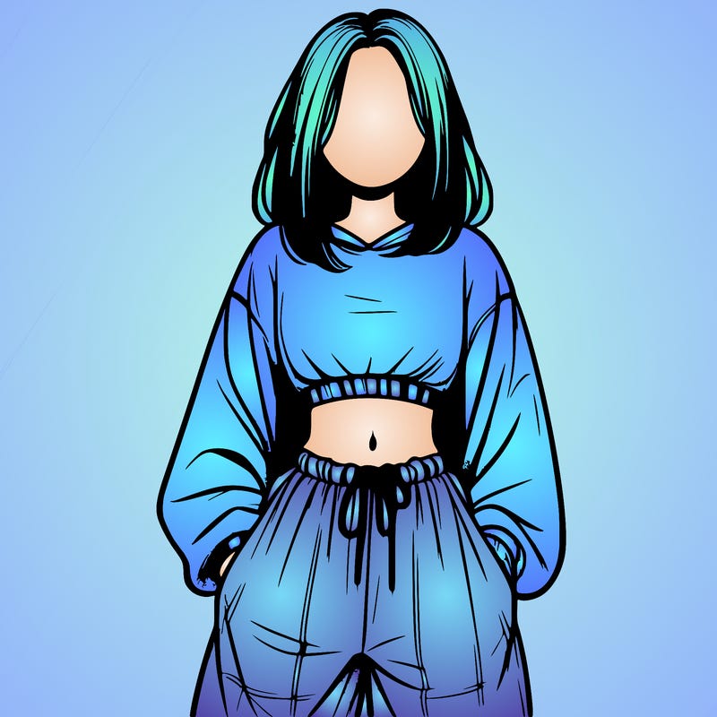 realistic girl faceless with baggy pants and a crop top