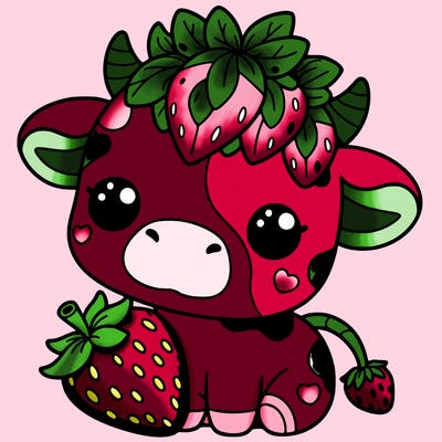 cute strawberry cow