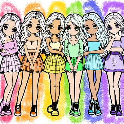 a group of girls realistic