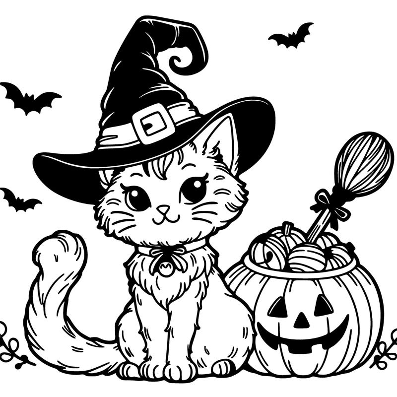 halloween witch cat