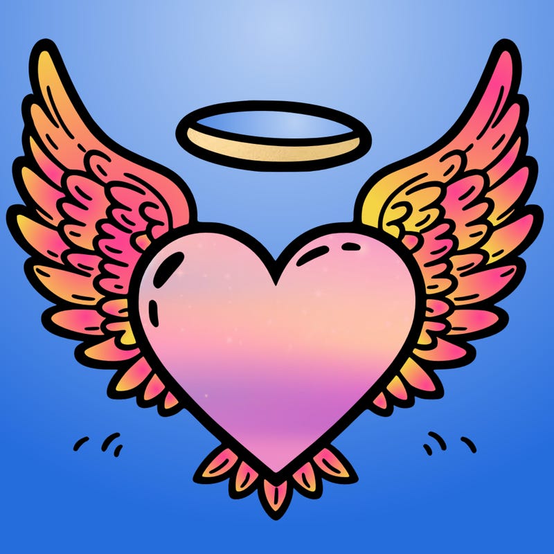 a heart with angel wings
