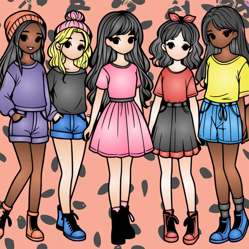 a group of five girls