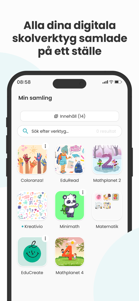 Skolon - Skolonアプリのダッシュボードには、学生と教師のためのデジタル学校ツールのコレクションが表示されています