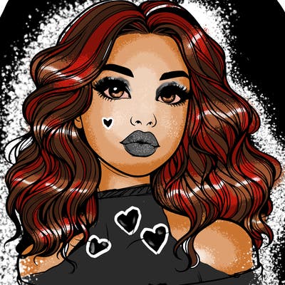 realistic girl with wavy hair and lips