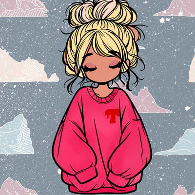 girl with baggy sweatshirt and messy bun