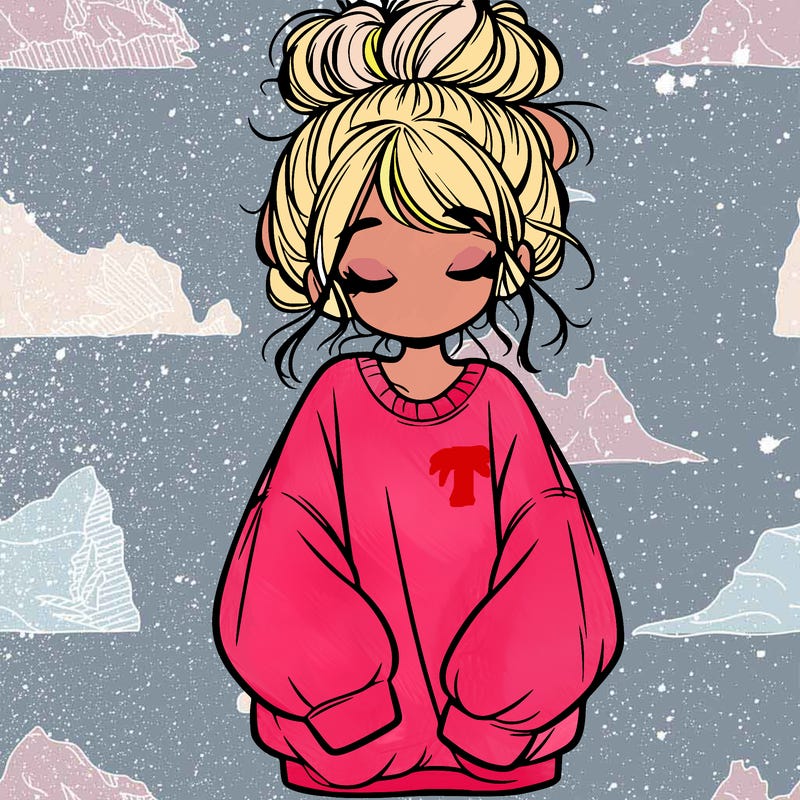 girl with baggy sweatshirt and messy bun