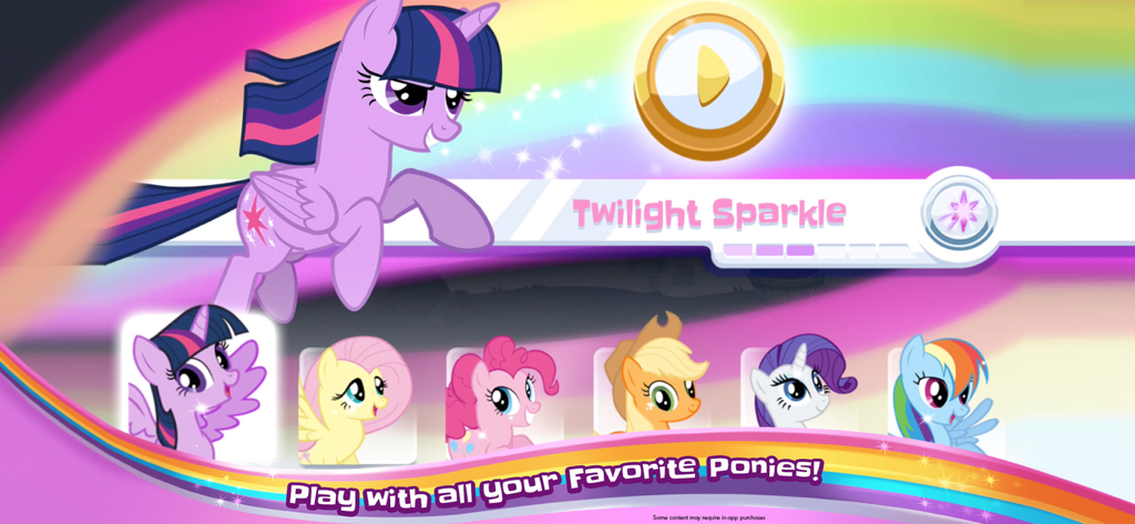 My Little Pony Rainbow Runners Charakter-Auswahlbildschirm mit Twilight Sparkle