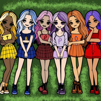 a group of girls realistic