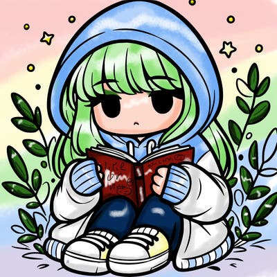 girl in oversized hoodie reading a book