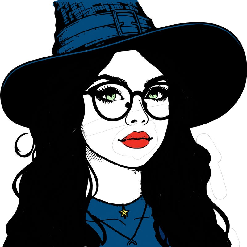 a witch with glasses realistic