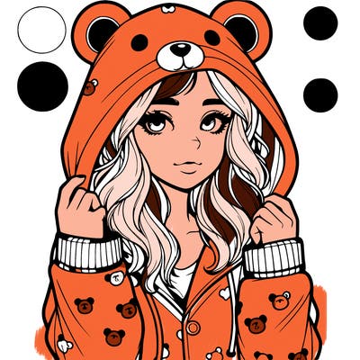 realistic girl in a animal pjs hoodie