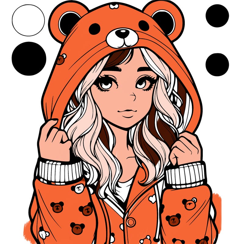realistic girl in a animal pjs hoodie
