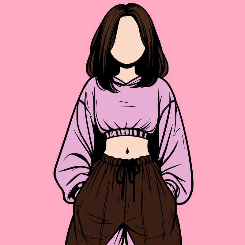 realistic girl faceless with baggy pants and a crop top