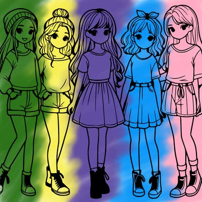 a group of five girls