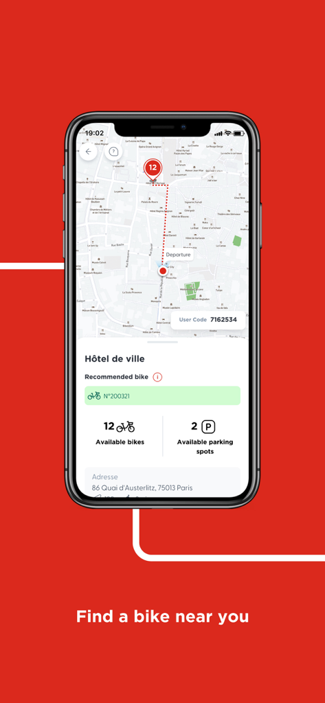 Mobi by Rogers - Interface de l'application Mobi by Rogers montrant une carte avec les vélos et les places de parking disponibles pour les déplacements urbains