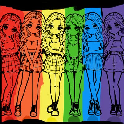 a group of girls realistic