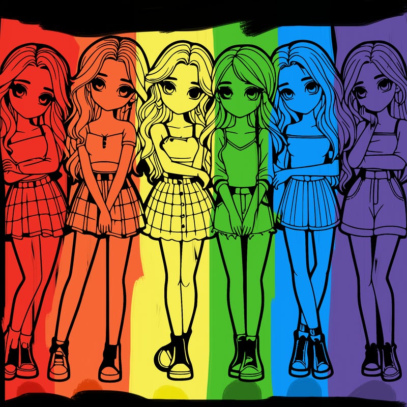 a group of girls realistic