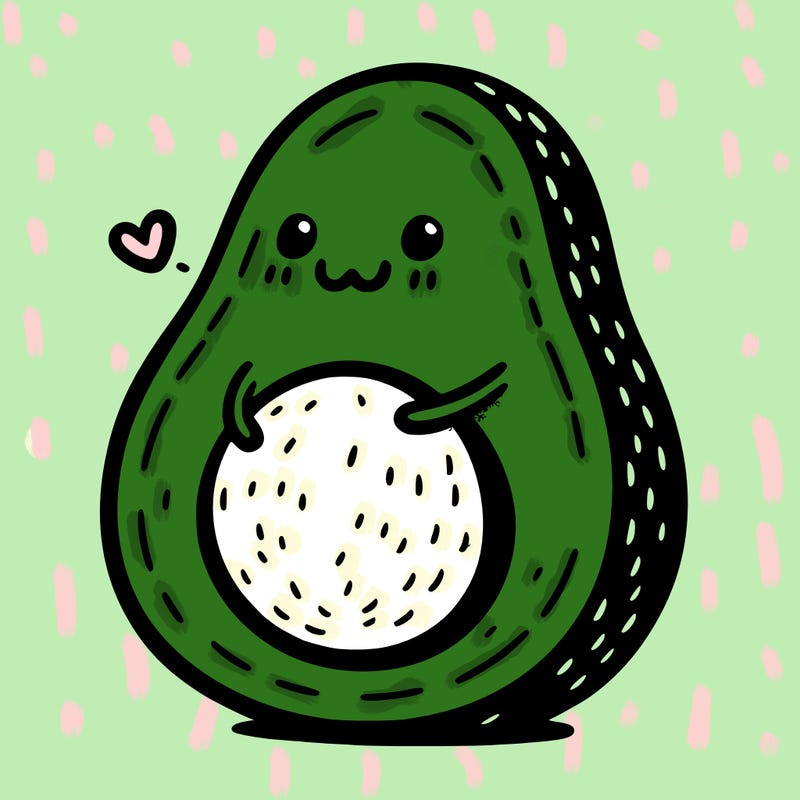 an avocado hugging an avocado