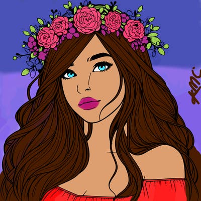 realistic girl with flower crown