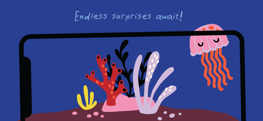 Peekaboo Barn - Baby Books - Interactive underwater scene with colorful coral and a cute pink jellyfish.