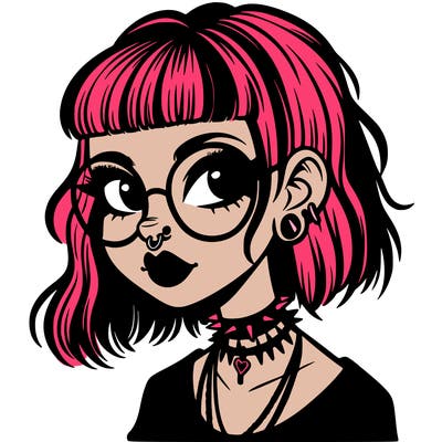 gothic girl with a mullet and glasses