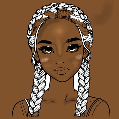 realistic girl with braids