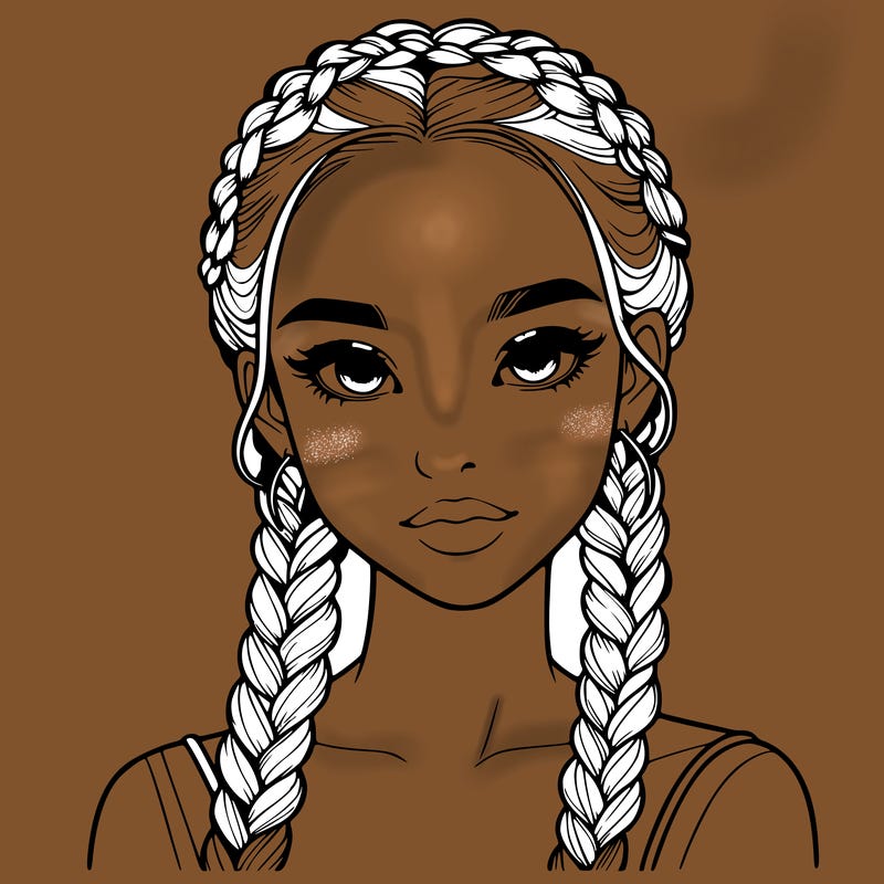 realistic girl with braids