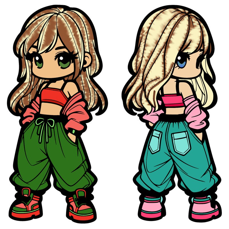 girl in crop top and baggy pants