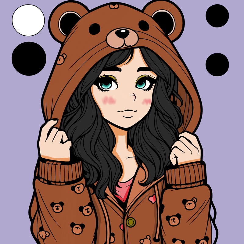 realistic girl in a animal pjs hoodie