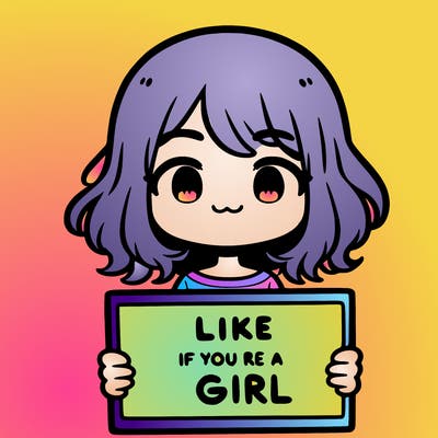 a cute girl holding a sign that says like if you’re a girl