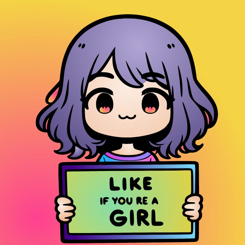 a cute girl holding a sign that says like if you’re a girl