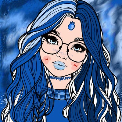 girl with long hair and freckles and glasses realistic