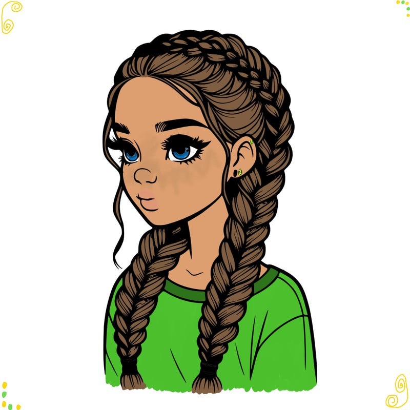 realistic girl with braids