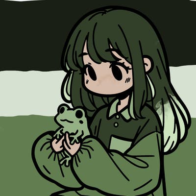 girl with long hair and a oversized shirt. and she is holding a frog