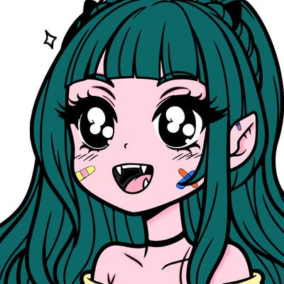 girl with fangs and long hair