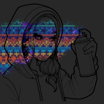 a realistic girl, spray painting