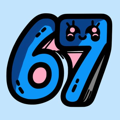 the numbers 67