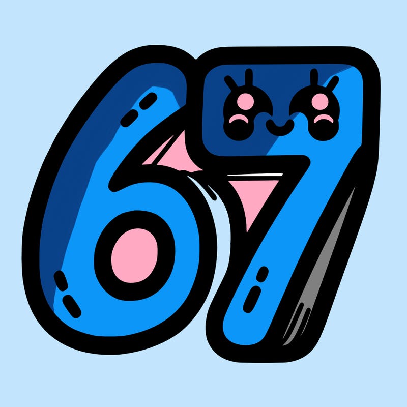 the numbers 67