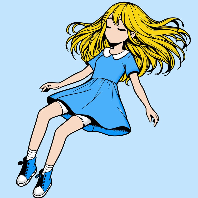 realistic girl floating