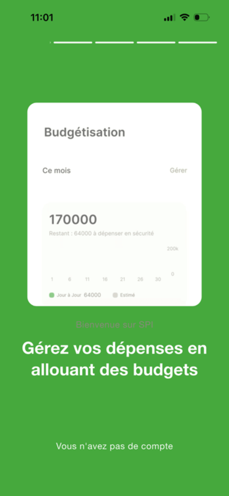 BDM-PI mobile app budgeting screen showing monthly expense tracking