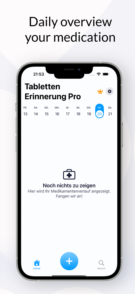 PillTracker: Pill Reminder - iPhone screen displaying the daily medication overview and calendar in the PillTracker app.