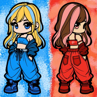 girl in crop top and baggy pants