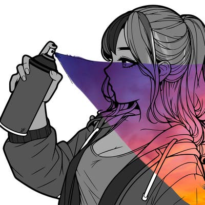 a realistic girl spray, painting