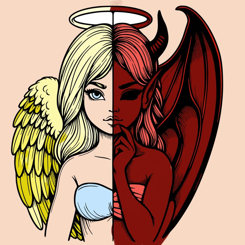 realistic angel half demon