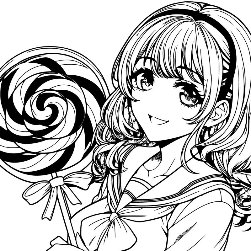 manga character woman candy realistic