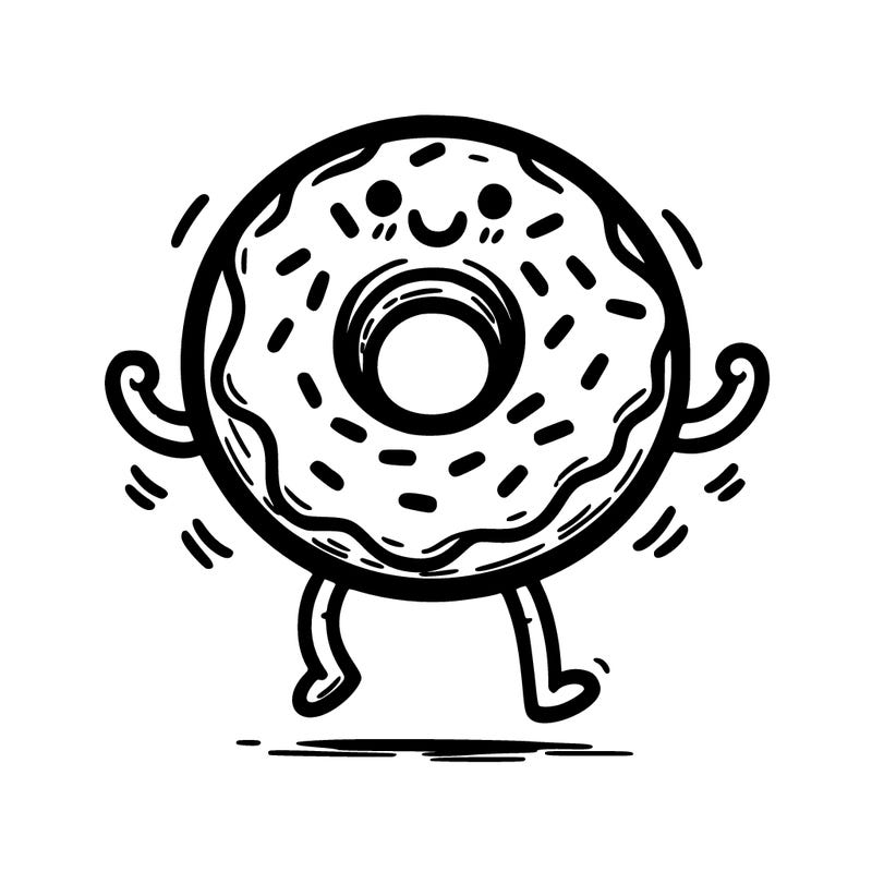 donut with stick legs and stick arms