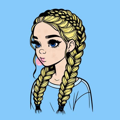 realistic girl with braids