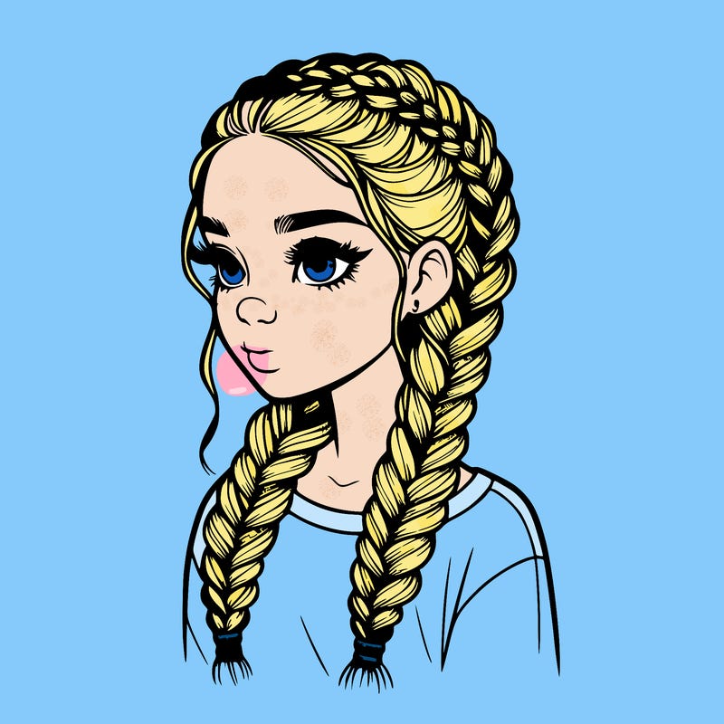 realistic girl with braids